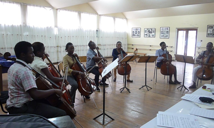 Cello students of the Kenya Conservatoire of Music.