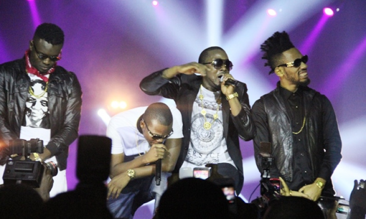 Ice Prince on stage with Phyno, Olamide and Yung-L.