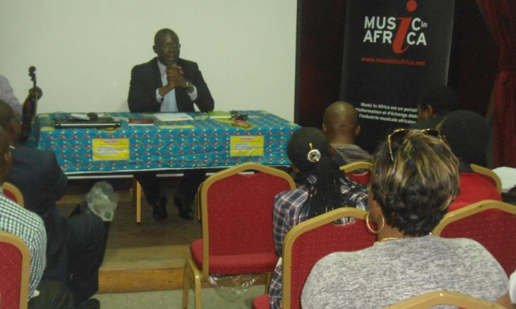 Ribio Nzeza Bunketi Buse, Président de la Fondation Music In Africa, lors de la journée scientifique sur la rumba congolaise.
