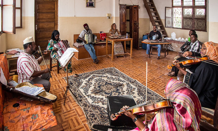 A music workshop at the 2015 Sauti za Busara Fest. Photo by Peter Bennett.