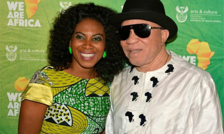 Media personality Penny Labyane with Salif Keita at the launch.