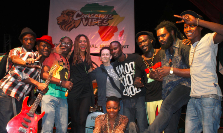 Performers at Conscious Vibes gather for a photo