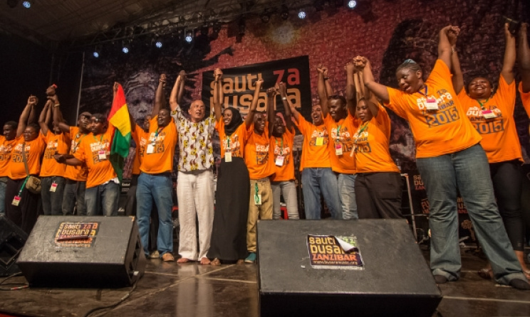 The Sauti za Busara team on stage at this year's festival. Photo: Peter Bennett