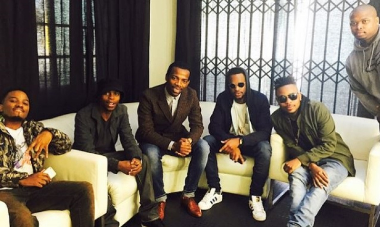 Zakes Bantwini (centre) meeting with top SA rappers. Photo: Instagram
