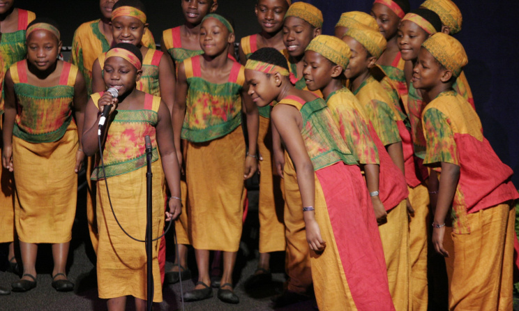 The African Children's choir at a past performance. Photo: www.rickwarrennews.com