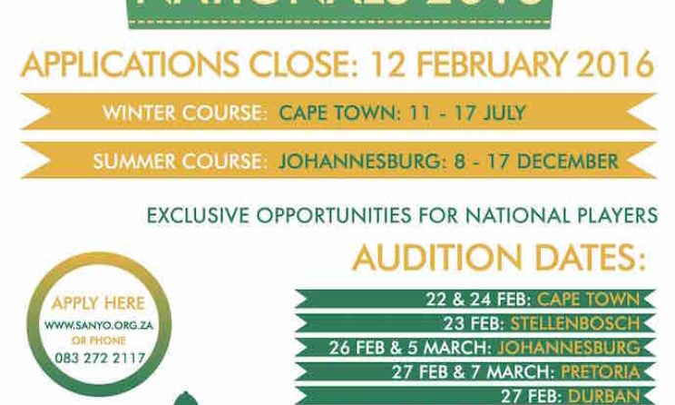 The poster for auditions and applications. Photo: www.sanyo.org.za