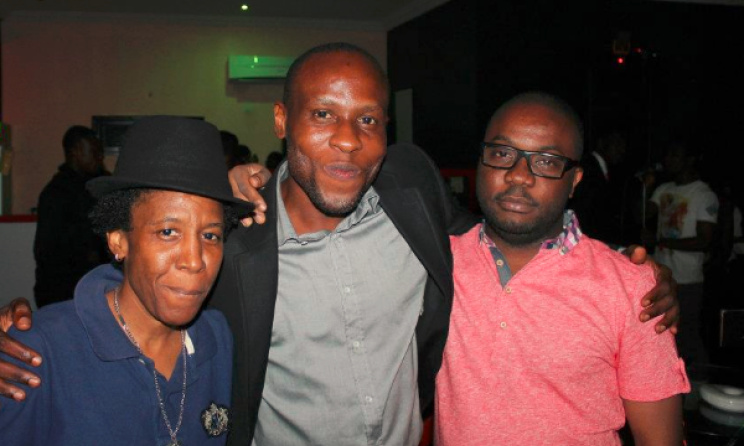 Nomoreloss, centre, with Weird MC, left, and friend
