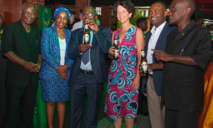 Stephen Mwansa, Annabelle Degroot, Mulenga Kapwepwe and Ezekiel Sekele (second from right) at the recent ZMA launch.