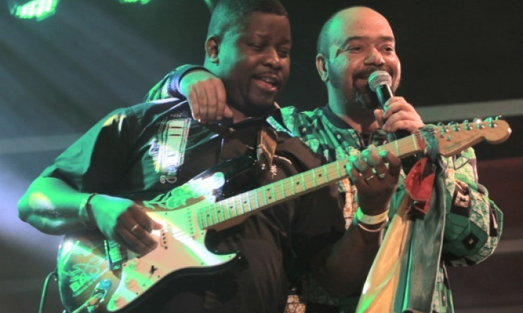 Manecas Costa (Guinea-Bissau) and Paulo Flores at Azgo. Photo: Dave Durbach / Music In Africa