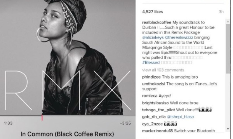 ‘In Common’ Remix cover.  Photo: Black Coffee / Instagram 