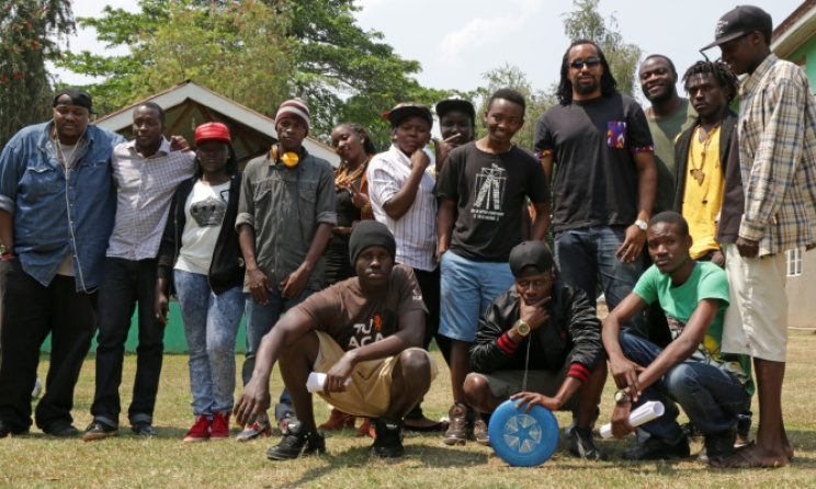 Navio with participants at the boot camp. Photo courtesy of the Hip-hop boot camp