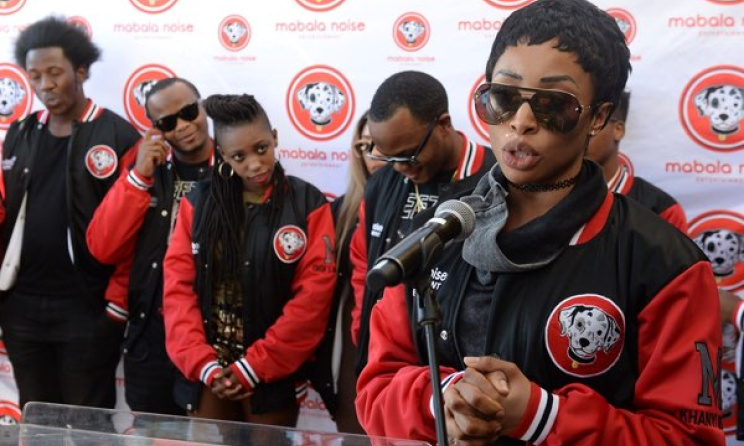 Khanyi Mbau and other recent signings to Mabala Noise. Photo: Trevor Kunene/dailysun.co.za