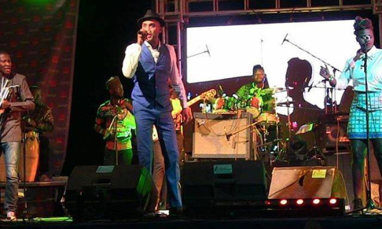Ade Bantu and the Bantu band performing at the festival