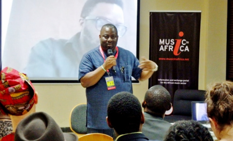 Obi Asika delivers his presentation on the Nigerian creative revolution