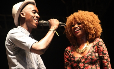 Ugandan artists Bruno Kigundu and Shebah at the Airtel Trace Music Star contest. Photo: mushroomincbiz.wordpress.com