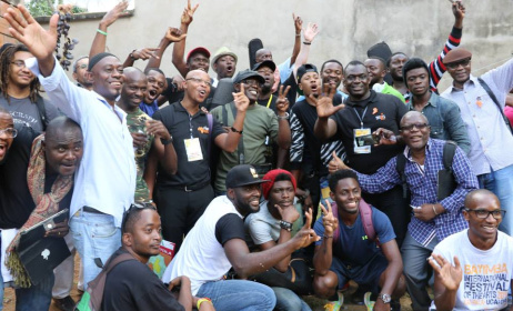 Cameroonian musicians and music journalists with Music In Africa Foundation members at Bastos in Yaoundé.