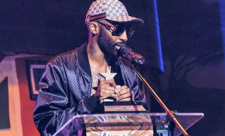 Riky Rick accepts on of his two SAHHA awards. Photo: Facebook
