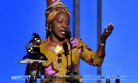 Angelique Kidjo accepts her third Grammy award. Photo: Alberto E. Rodriguez/www.grammy.com