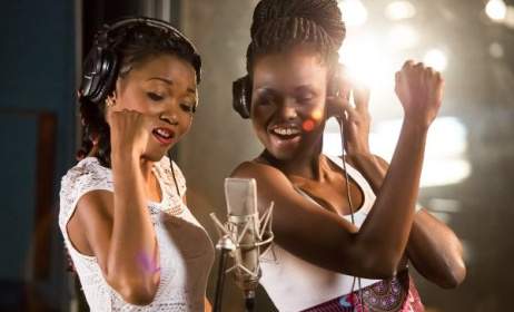 Gabon’s Arielle T and Zimbabwe’s Selmor Mtukudzi in studio. Photo: www.one.org