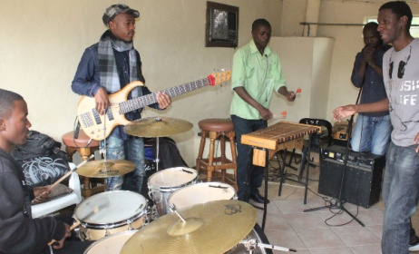 A band rehearses at Larry Mhlanga's Pelepele Arts Academy in Swaziland. Photo: Facebook