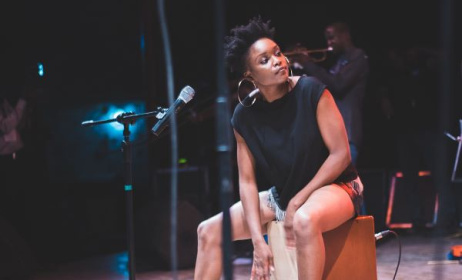 Falana playling the cajón. Photo: Falana Music