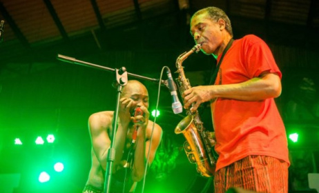 Femi ans Seun Kuti performing at Felabration. Photo: Ayo Akinwande